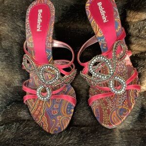 Jeweled BALDININI heels multi colored 9 39 8.5 worn once for an hour pink